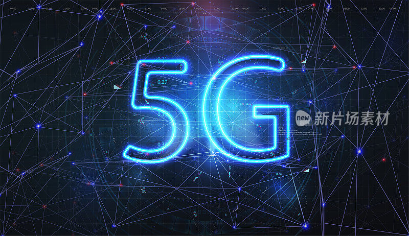 5G数据流高速互联网网络通信。摘要全球以无线通信网络为未来背景。移动互联网的概念。3 d矢量插图。